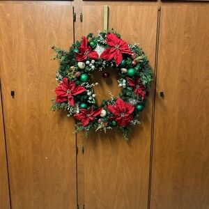 Festive Red and Green Holiday Wreath